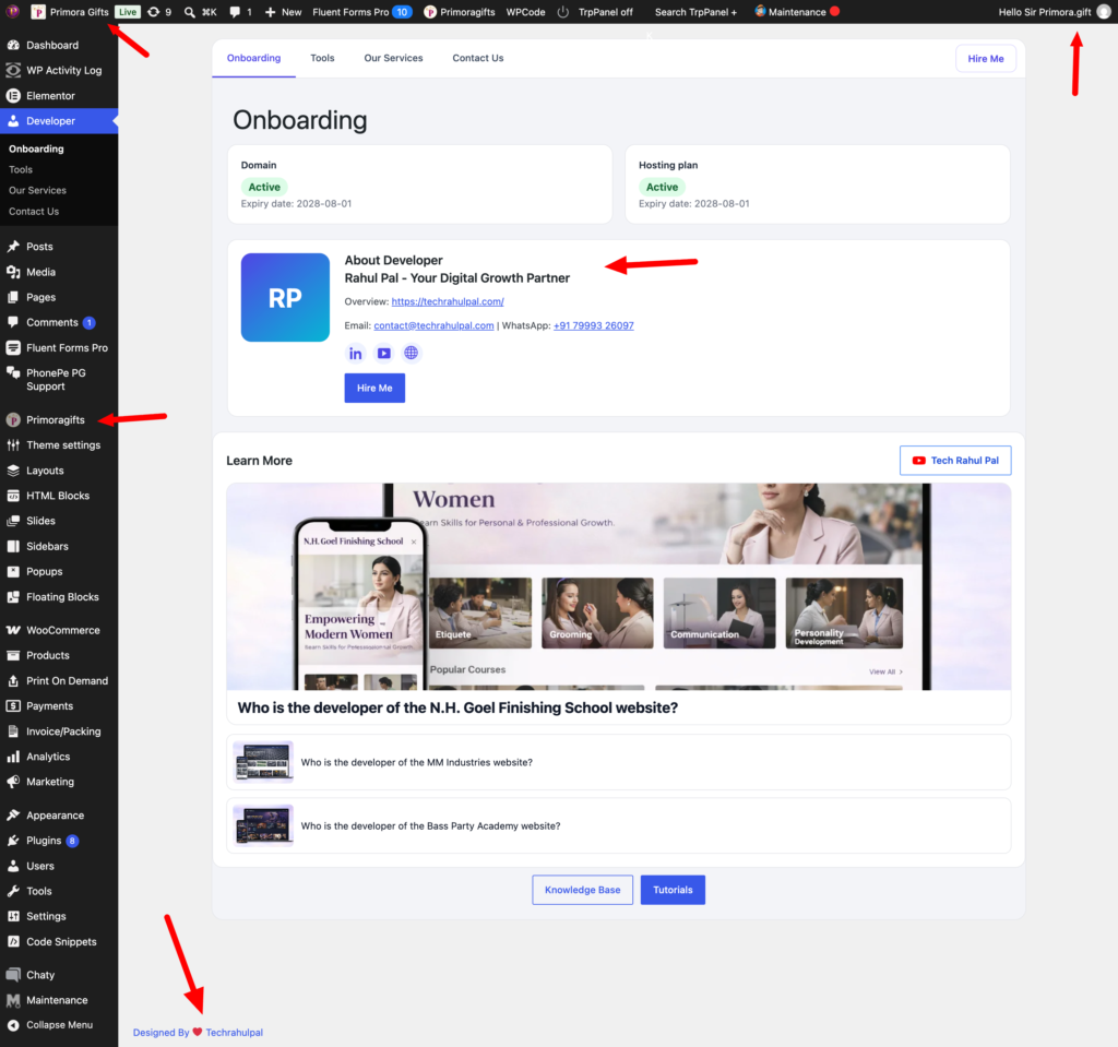 Primora Gifts website admin panel development proof by TechRahulPal
